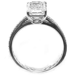 29 Micro Pave Emerald Cut Diamond Engagement Ring 14K  