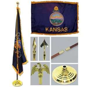  Kansas 3ft x 5ft Flag, Flagpole, Base, and Tassel Patio 