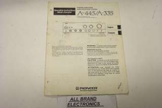 PIONEER A 445/A 335 STEREO AMPLIFIER SERVICE MANUAL H/C  