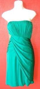   emerald green STRAPLESS draped STRETCH jersey PARTY dress $325 NEW 12