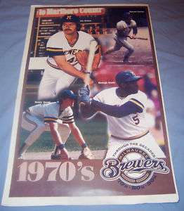 1970s MILWAUKEE BREWERS POSTER ROBIN YOUNT GEORGE SCOTT  