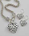 New Lovely Premier Filigree Heart Necklace Set w/Lobster claw clasp 