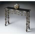 Butler Metalworks Console Table with Black Fossil Stone Top