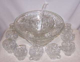 Vintage Beautiful Star Of David Punch Bowl Set 18 Cups  