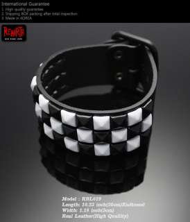 Gothic Punk Rock Emo Pyramid studs Bracelet Wristband S  