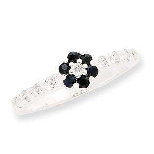 Jewelrydays 14Kt White Gold Blue Sapphire Diamond Ring