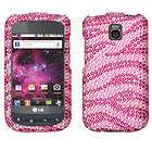 For LG Optimus T P509 Cell Phone Full Bling Hard Case Cover Hot Pink 