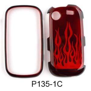 com Samsung Messager Touch R630 Transparent Red Flame Hard Case/Cover 