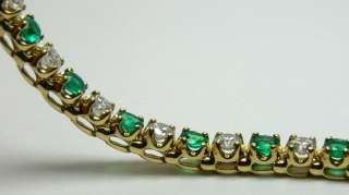 Sparkling Colombian Emerald & Diamond Tennis Bracelet 5.60tcw 14k 