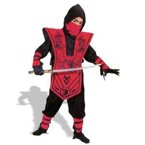  Childrens Red Ninja Lord Dress Up Costume (Small 4 6X 