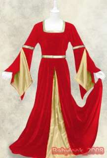 Medieval Renaissance Red Gown Dress Costume Wedding  