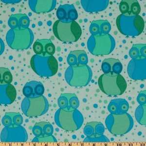  43 Wide Della Flannel Little Owls Ocean Fabric By The 