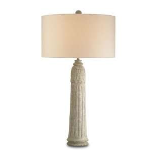 Currey and Company 6084 Oyster White Canonbury 1 Light Wood Table Lamp 