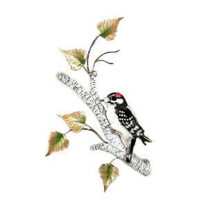  Bovano Enamel Copper Wall Art Downy Woodpecker On Birch 
