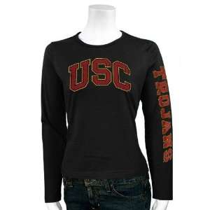  USC Trojans Ladies Black Ivy League Long Sleeve T shirt 