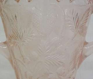 Pink Berry Depression Glass Spooner Handled Vase New  