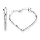 Jewelry Adviser earrings 14k White Gold 2mm Heart Hoop Earrings