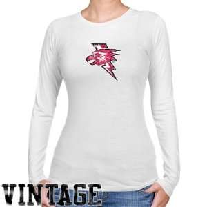 St. Johns Red Storm Ladies White Distressed Logo Vintage Long Sleeve 