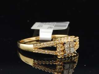   GOLD CHOCOLATE BROWN PRINCESS DIAMOND ENGAGEMENT WEDDING RING  