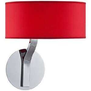  Possini Euro Red Drum Shade and Chrome Wall Sconce