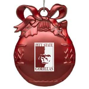 Pittsburg State University   Pewter Christmas Tree Ornament   Red 