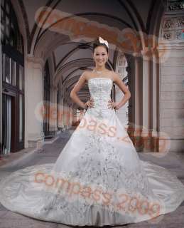 white Wedding dresses Bridal Gowns Swarovski Proms Gown  