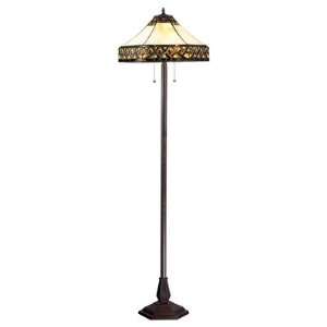   Floor Lamp with Tiffany Glass Round Shade from the Addison Collection