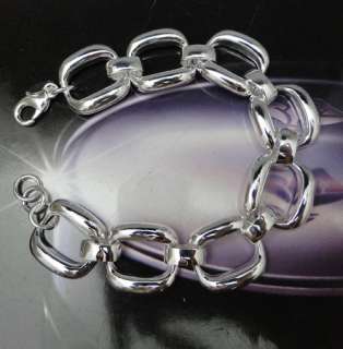 925 Sterling Silver Plated Square Chain Bracelet XMAS GIFT JB298 