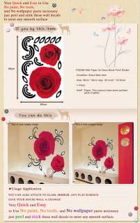 PS2006 RED ROSE PEARL Wall Art Deco Decal Mural Sticker  