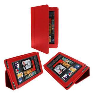 Leather Cover Case Holder for Kindle Fire Tablet Red  
