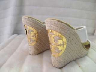 TORY BURCH SHOES WEDGES ESPADRILLE sandals WHITE 39.5  