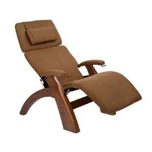  Classic Manual Zero Gravity Recliner with Walnut Base, Cashew SofSuede