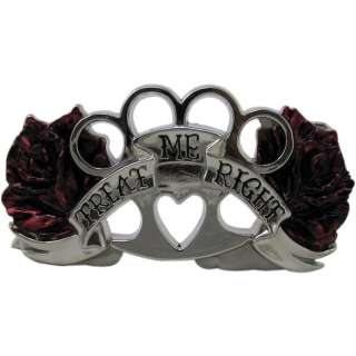 Treat Me Right Knuckle Enameled Belt Buckle Rose NWT  