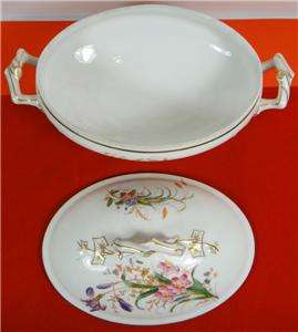 FRENCH LIMOGES PORCELAIN DINING SET 4 SOUP TUREEN CHINA  
