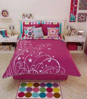 New Girls Teens Stars Stripes Comforter Bedding Set Twin 8 pieces