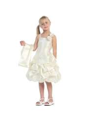 Girls Ivory Satin Floral Bubble Flower Girl Easter Pageant Dress 2T 16