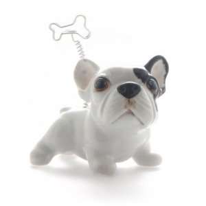  French Bulldog Hand Crafted Picture Holder   White 1 eye 