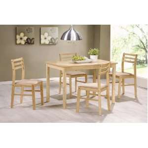  5pc Dining Table and Chairs Set in Natural Finish