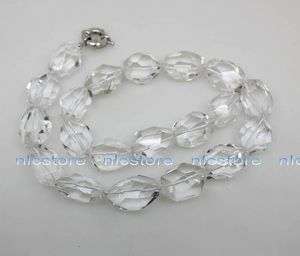 Natural faceted clear Quartz / white crystal necklace  