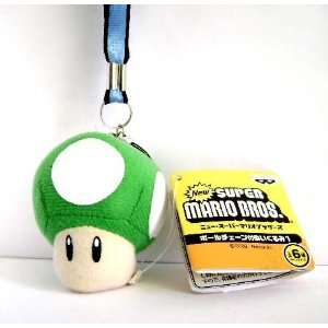    MARIO BROS. 1up Green Mushroom Plush Lanyard Toys & Games