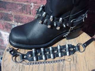 WESTERN BOOTS BOOT CHAINS BLACK TOPGRAIN COWHIDE LEATHER, SPIKES 