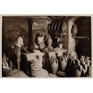  1926 Pottery Clay Jars Potter Shop Wheel Sicily Sicilia 