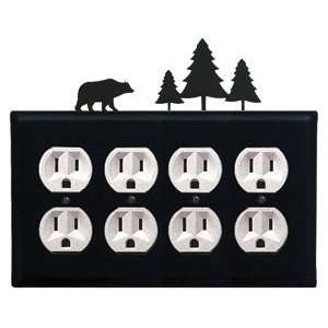  Bear and Pine Trees   Quad. Outlet Electric Cover