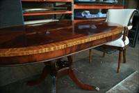 44 Round Dining Table w/ Leaf  Mahogany Pedestal Table  