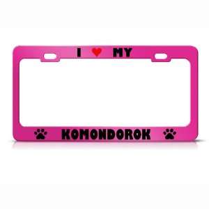 Komondorok Paw Love Heart Pet Dog Metal license plate frame Tag Holder
