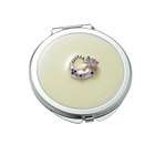   47 Pearl Round Iron Compact Mirror with Purse Ornament and Epoxy Top