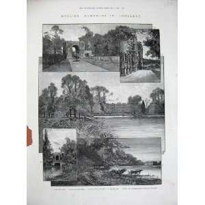  1887 English Homes Longleat Park Lake Boat House Print 