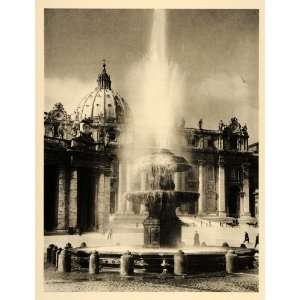   Peters Square Piazza San Pietro Fountain Rome   Original Photogravure