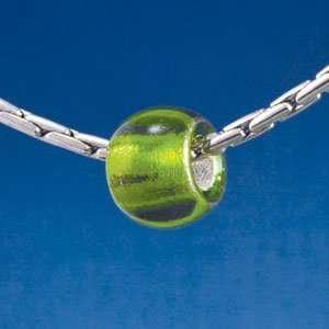    Peridot Roller Bead with Silver Lining   Glass 