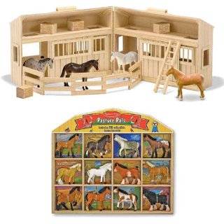 Melissa & Doug Fold and Go Mini Stable with 12 Horse Pasture Pals 